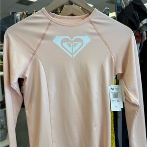 Roxy Pink Long Sleeve Tee with Heart Logo